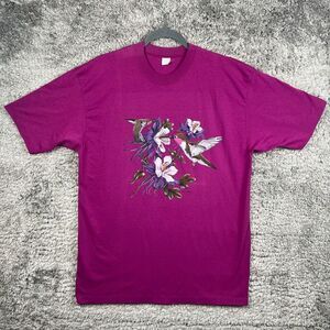 Vintage Hummingbird Shirt XL Airwaves USA 90s Single Stitch Birds Nature